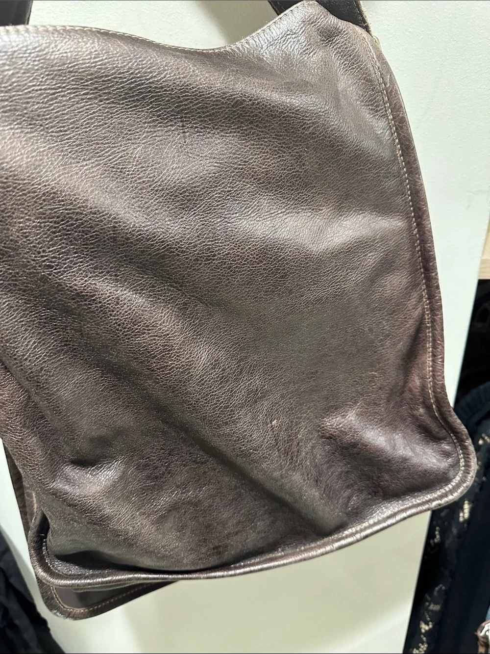 Brown Haircalf Crossbody Messenger Bag